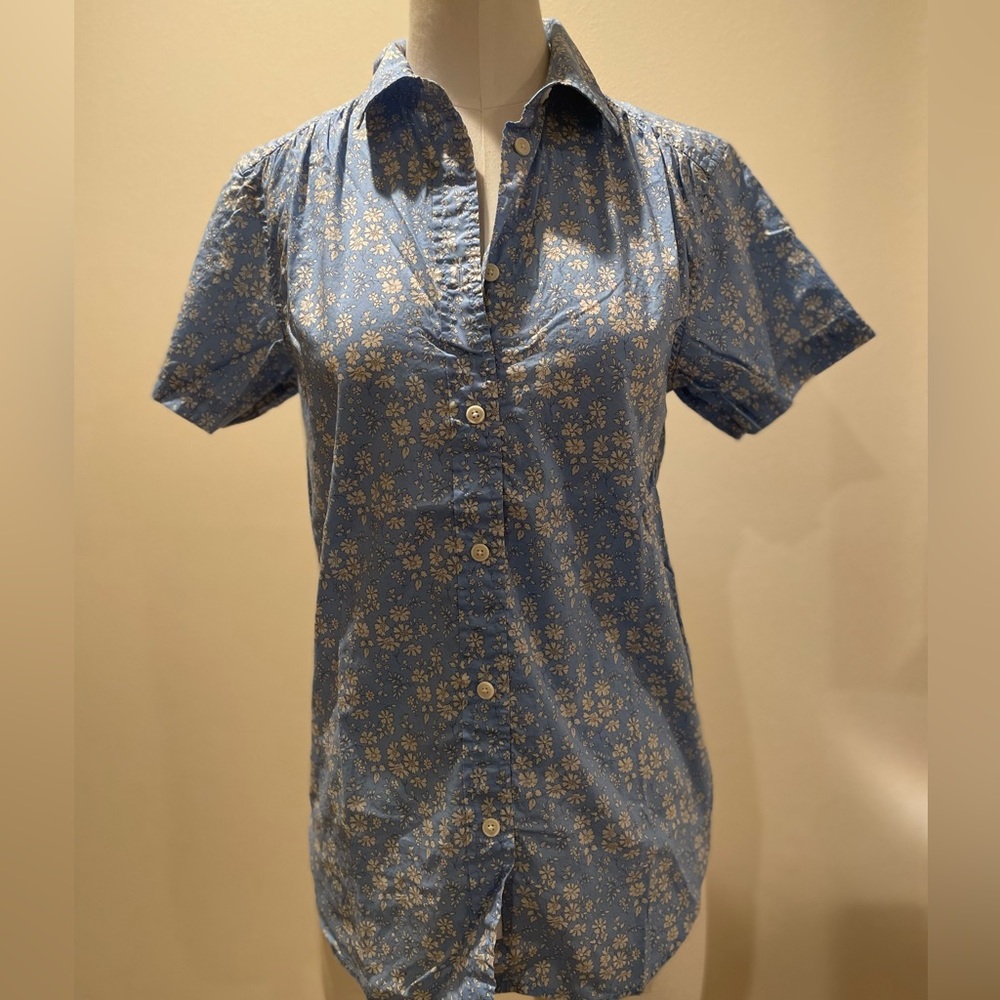 Jcrew button down short sleeve printed top